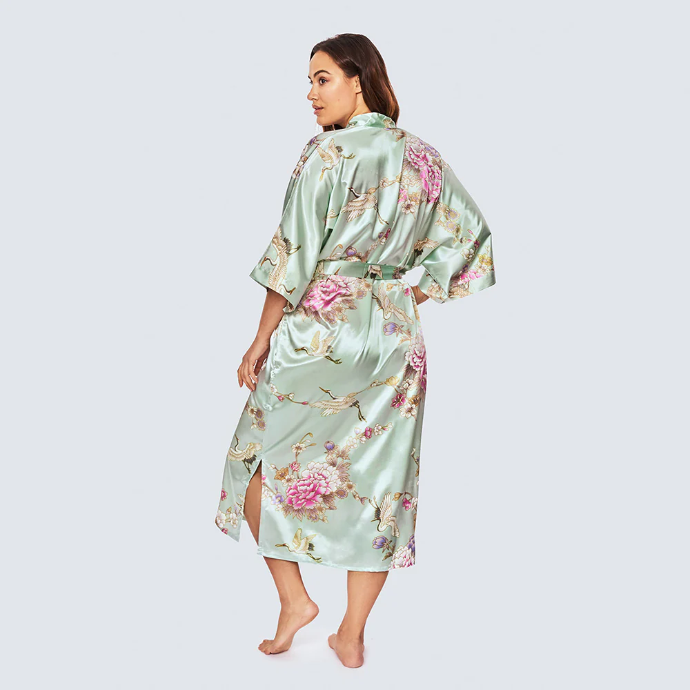 Chrysanthemum & Crane Long Kimono Robe (Plus Size) 10 Chrysanthemum & Crane Long Kimono Robe (Plus Size)