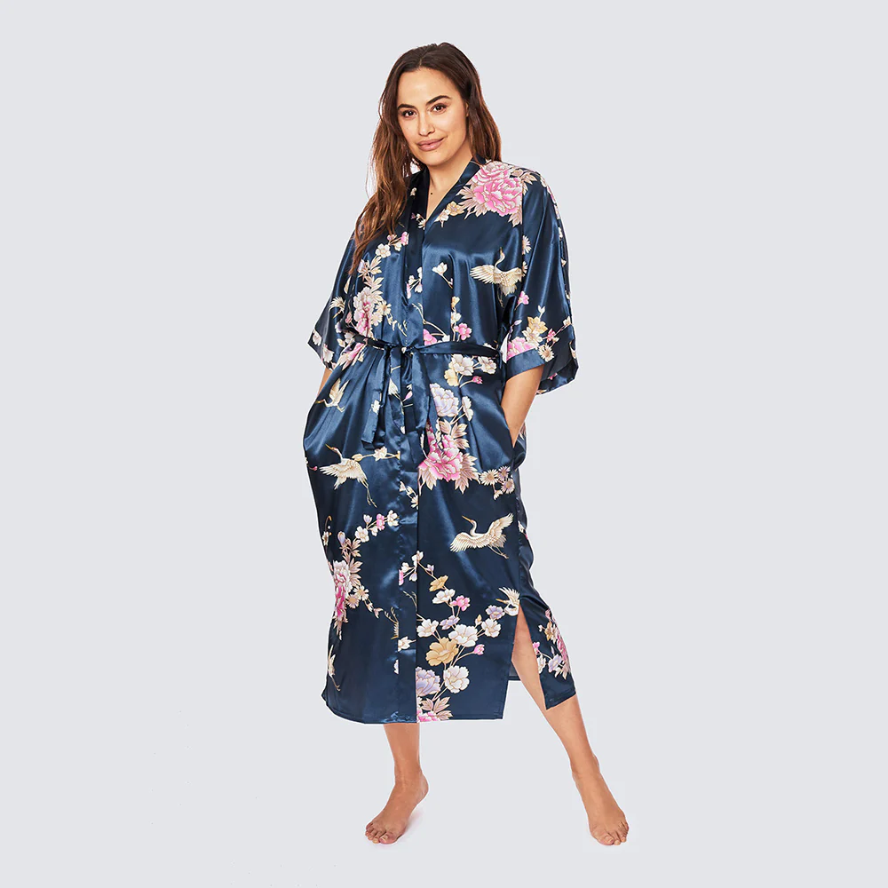 Chrysanthemum & Crane Long Kimono Robe (Plus Size) 13 Chrysanthemum & Crane Long Kimono Robe (Plus Size)