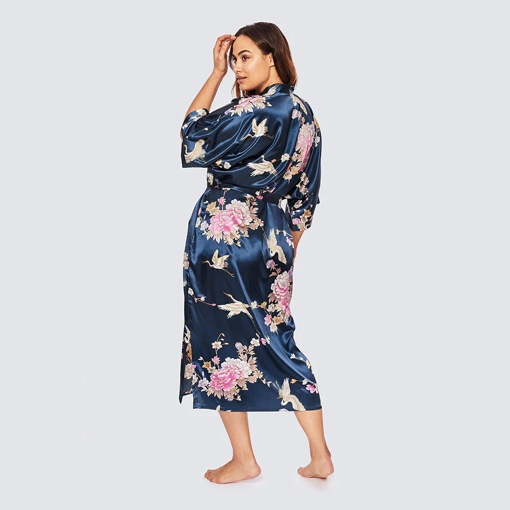 Chrysanthemum & Crane Long Kimono Robe (Plus Size) 14 Chrysanthemum & Crane Long Kimono Robe (Plus Size)