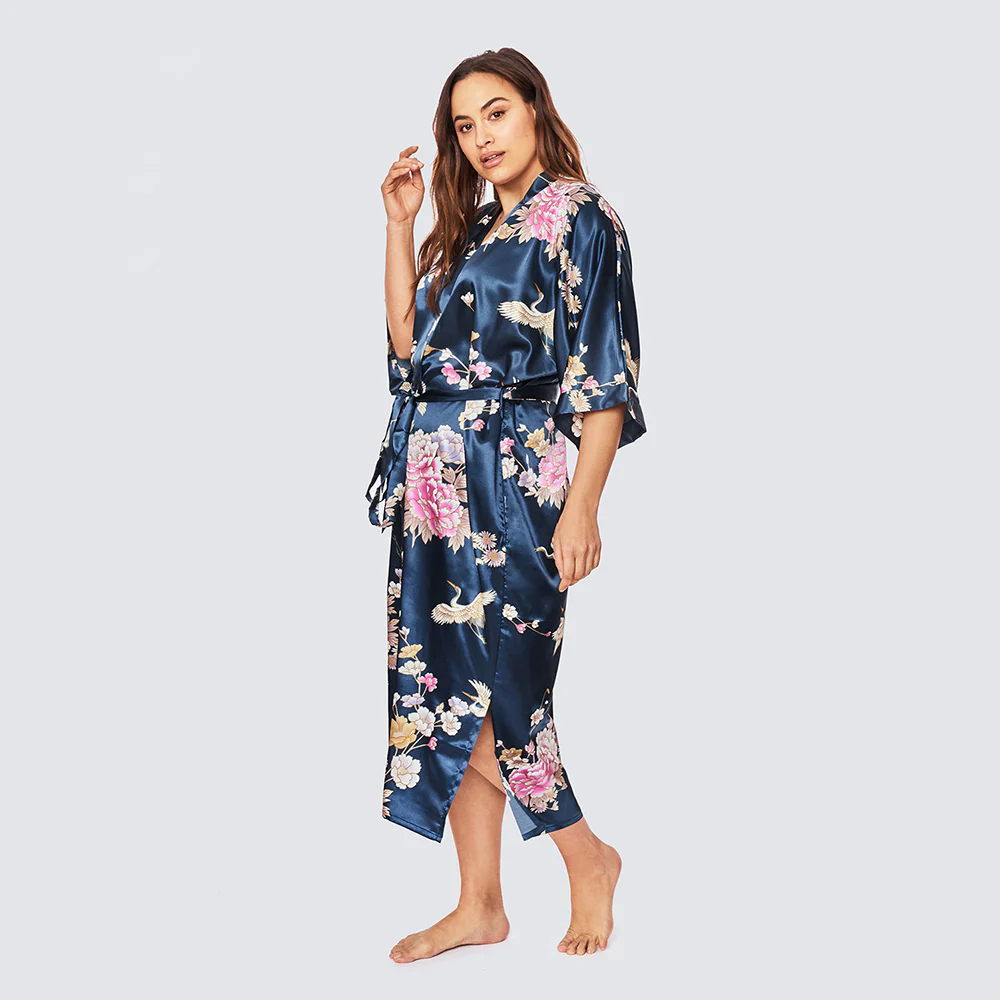 Chrysanthemum & Crane Long Kimono Robe (Plus Size) 15 Chrysanthemum & Crane Long Kimono Robe (Plus Size)