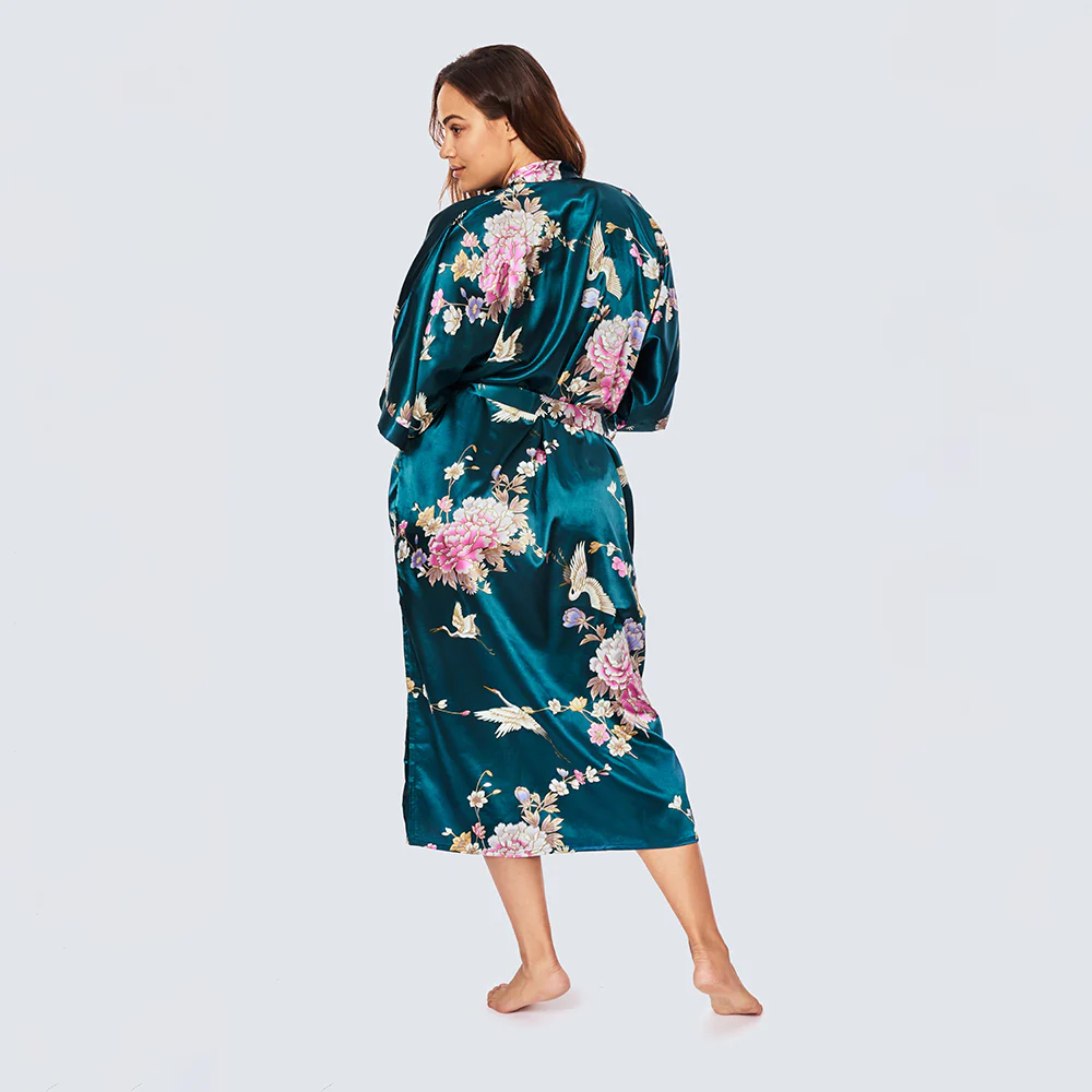 Chrysanthemum & Crane Long Kimono Robe (Plus Size) 19 Chrysanthemum & Crane Long Kimono Robe (Plus Size)