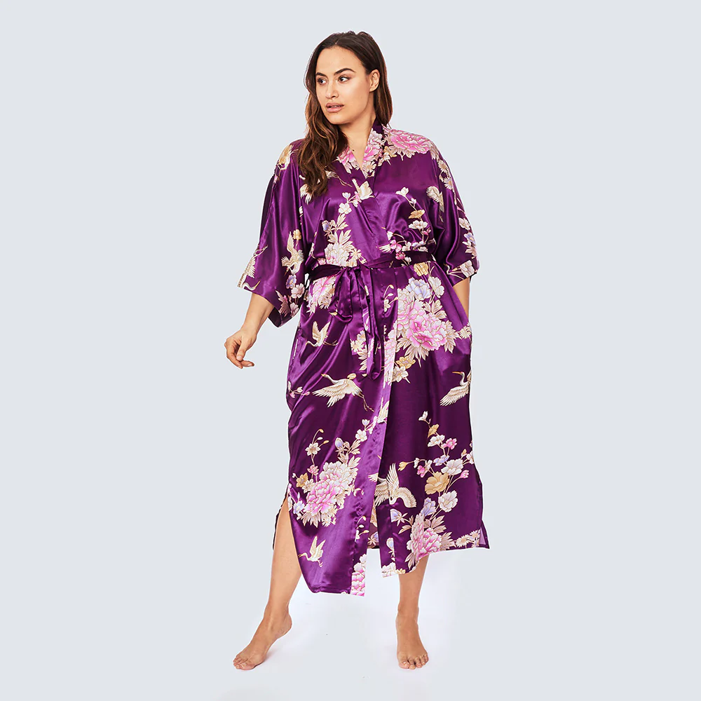 Chrysanthemum & Crane Long Kimono Robe (Plus Size) 21 Chrysanthemum & Crane Long Kimono Robe (Plus Size)