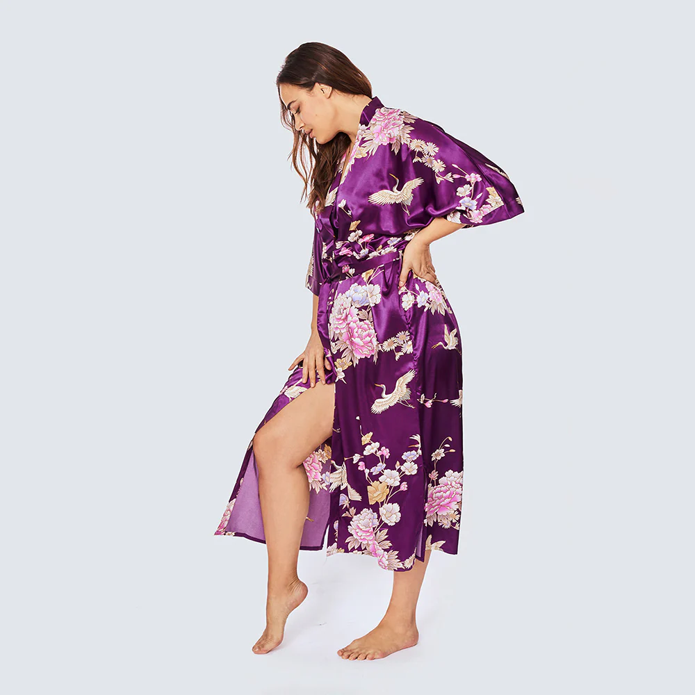 Chrysanthemum & Crane Long Kimono Robe (Plus Size) 22 Chrysanthemum & Crane Long Kimono Robe (Plus Size)