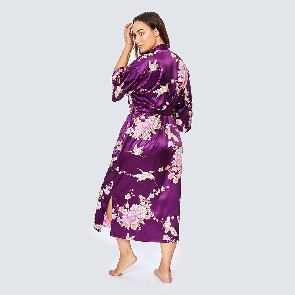 Chrysanthemum & Crane Long Kimono Robe (Plus Size) 23 Chrysanthemum & Crane Long Kimono Robe (Plus Size)