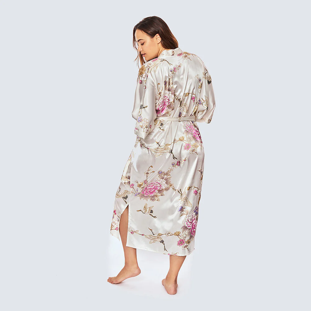 Chrysanthemum & Crane Long Kimono Robe (Plus Size) 27 Chrysanthemum & Crane Long Kimono Robe (Plus Size)