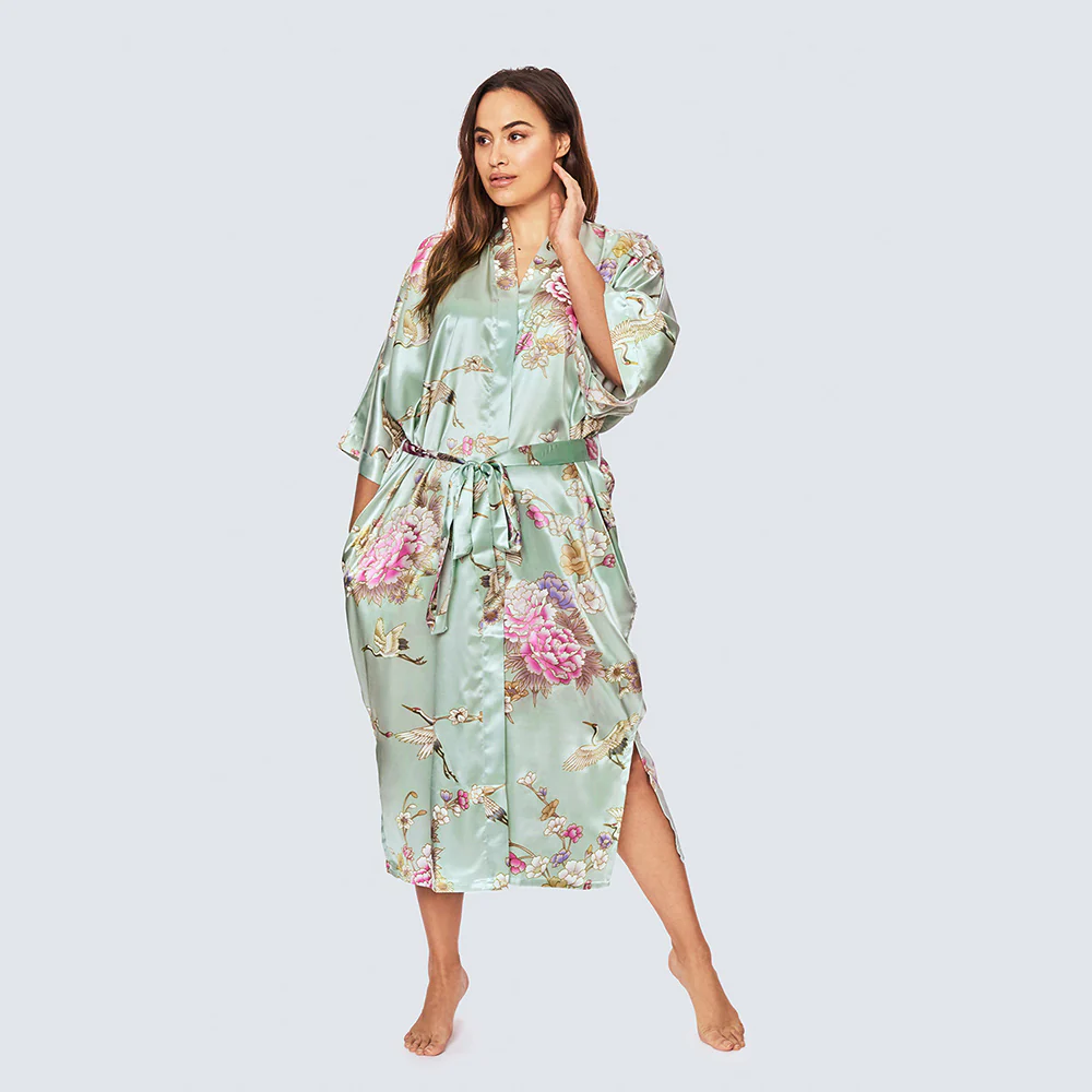 Chrysanthemum & Crane Long Kimono Robe (Plus Size) 9 Chrysanthemum & Crane Long Kimono Robe (Plus Size)