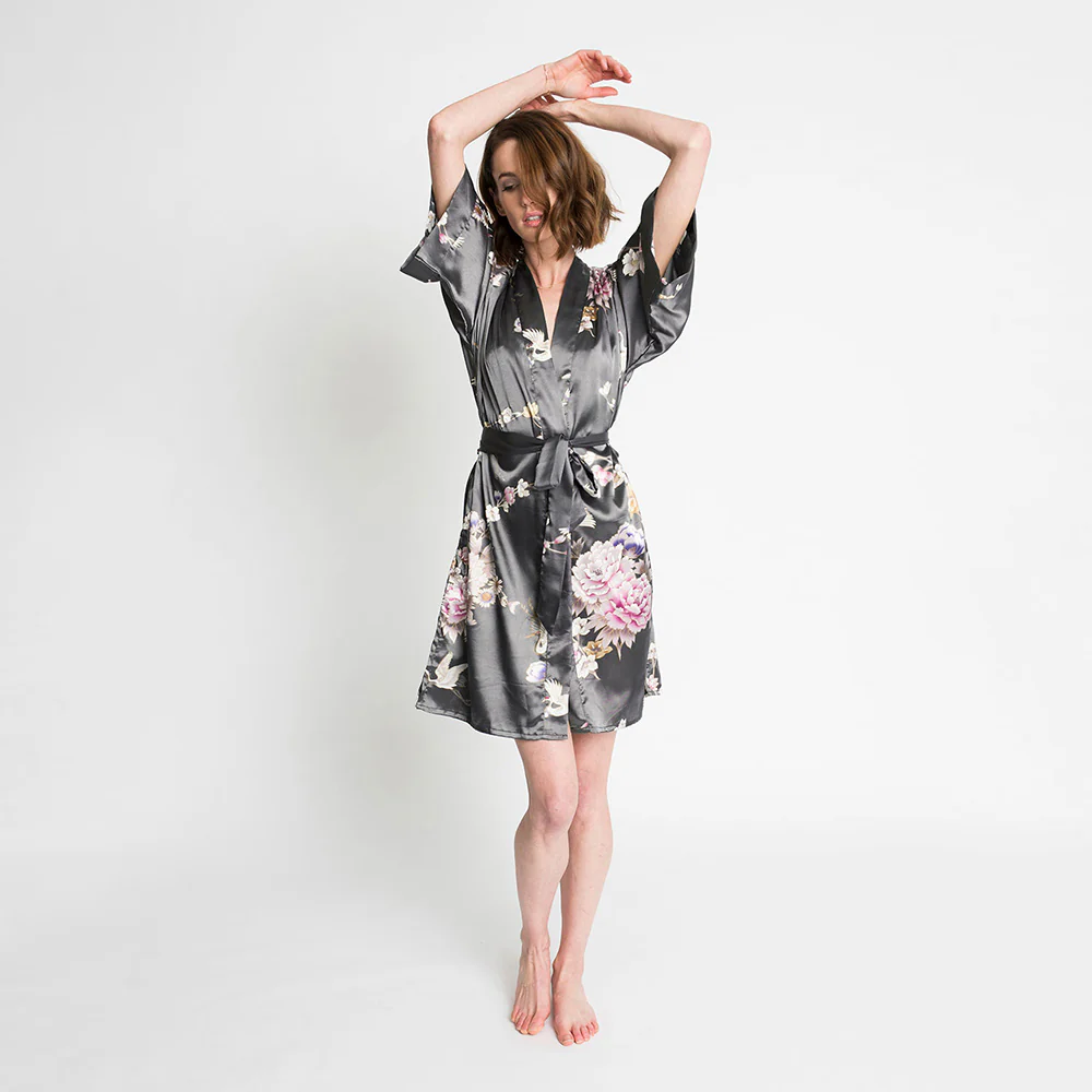 Chrysanthemum & Crane Short Kimono Robe 14 Chrysanthemum & Crane Short Kimono Robe