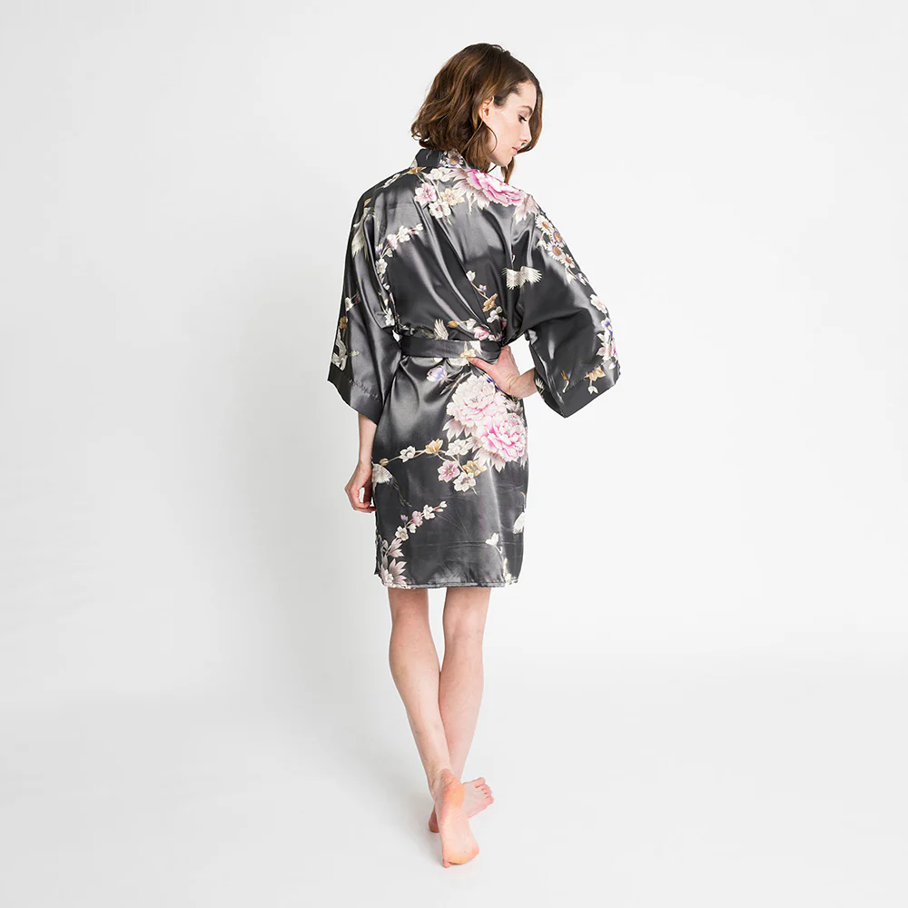 Chrysanthemum & Crane Short Kimono Robe 16 Chrysanthemum & Crane Short Kimono Robe
