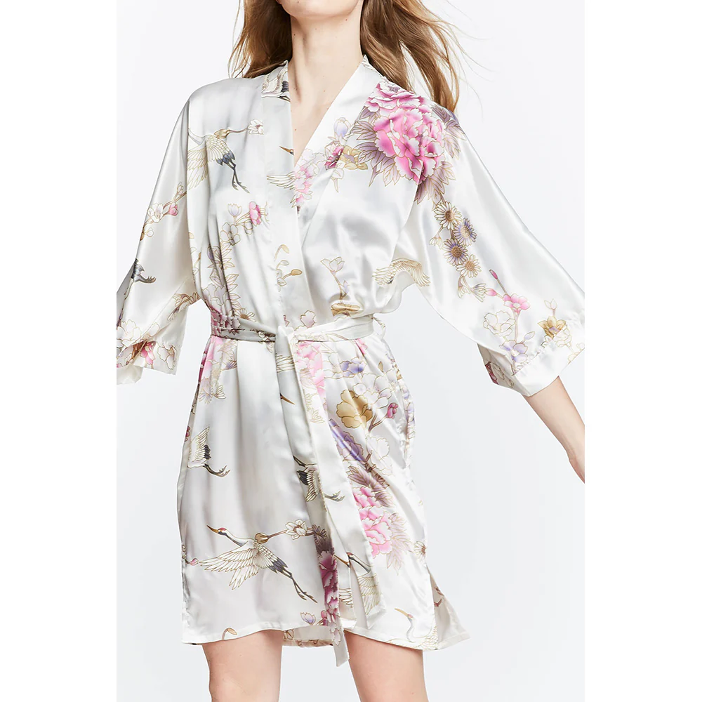 Chrysanthemum & Crane Short Kimono Robe 37 Chrysanthemum & Crane Short Kimono Robe
