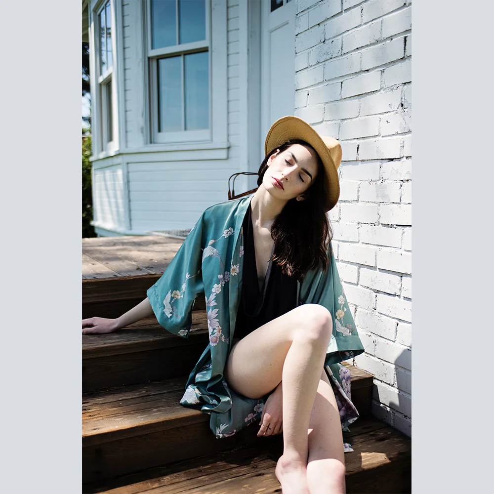 Chrysanthemum & Crane Short Kimono Robe 57 Chrysanthemum & Crane Short Kimono Robe