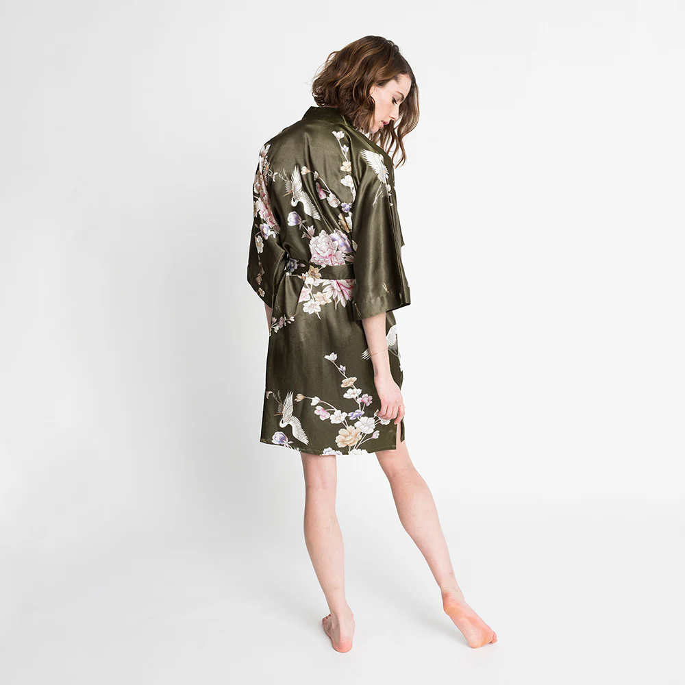 Chrysanthemum & Crane Short Kimono Robe 9 Chrysanthemum & Crane Short Kimono Robe