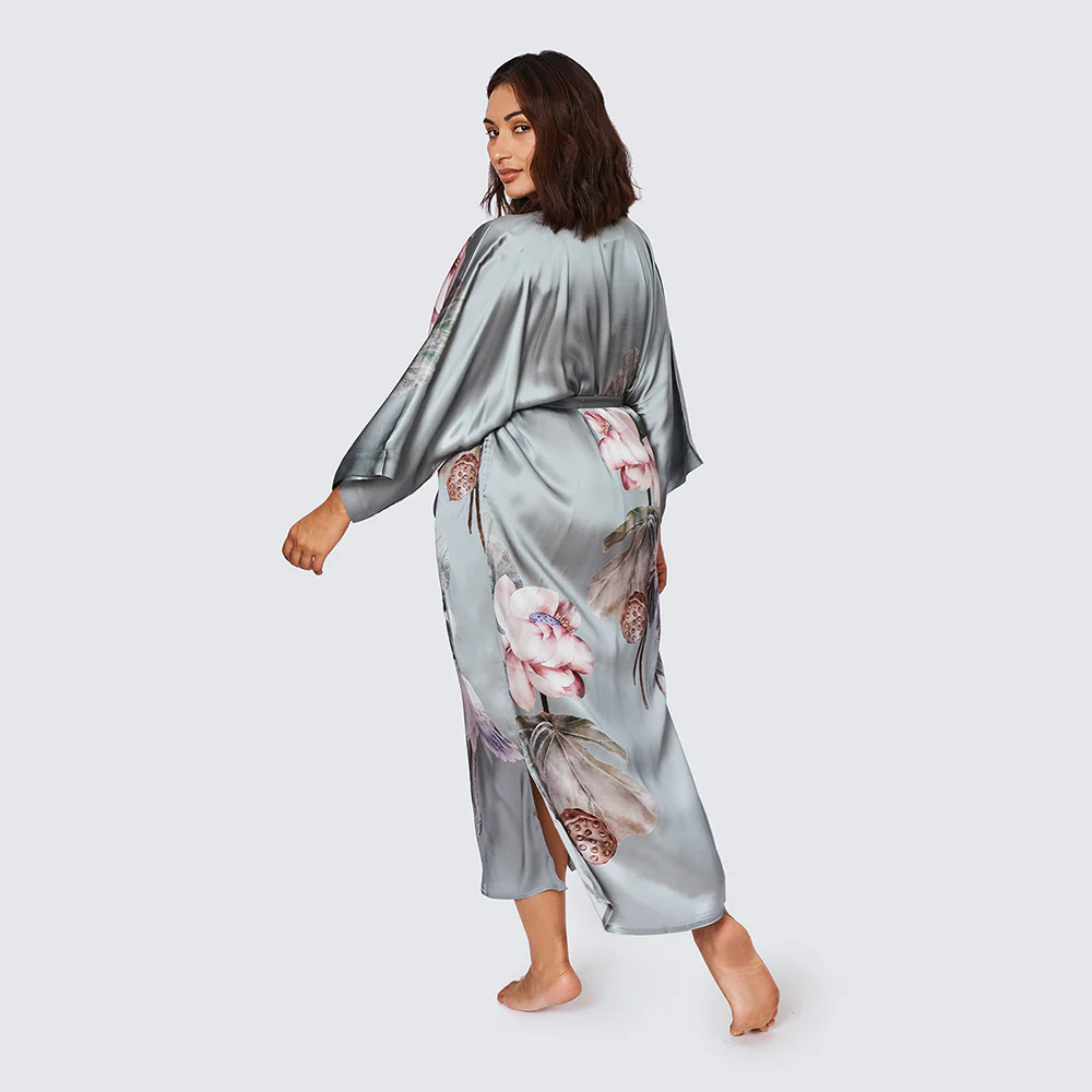Silk Kuren Long Kimono Robe (Plus Size) - KIM+ONO