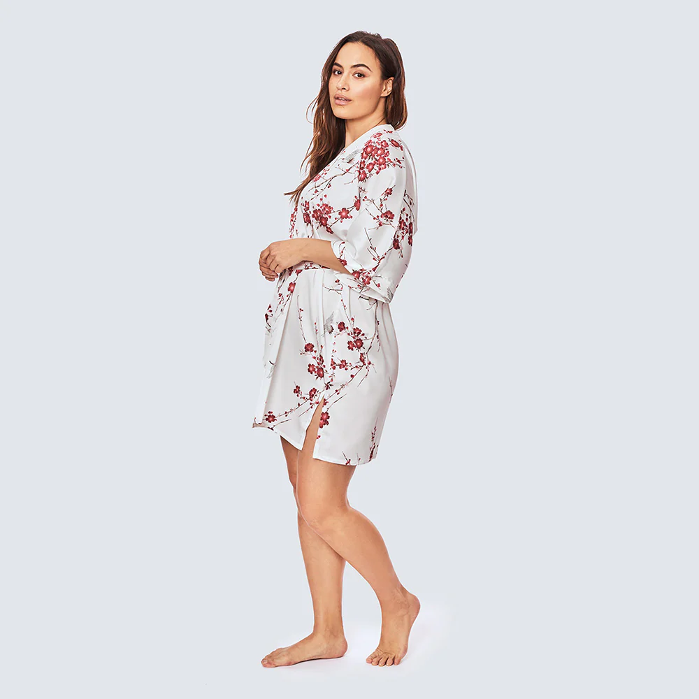 Cherry Blossom & Crane Short Kimono Robe (Plus Size) 10 Cherry Blossom & Crane Short Kimono Robe (Plus Size)