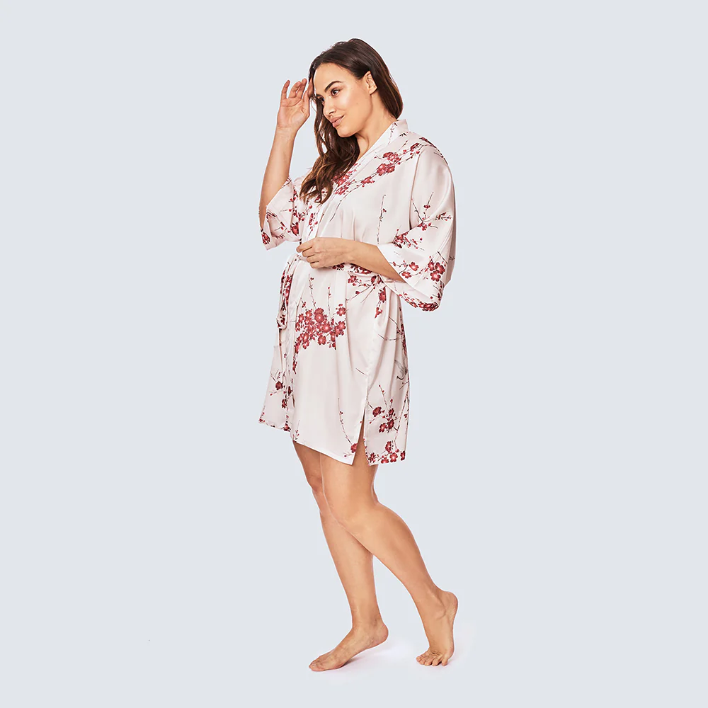 Cherry Blossom & Crane Short Kimono Robe (Plus Size) 6 Cherry Blossom & Crane Short Kimono Robe (Plus Size)