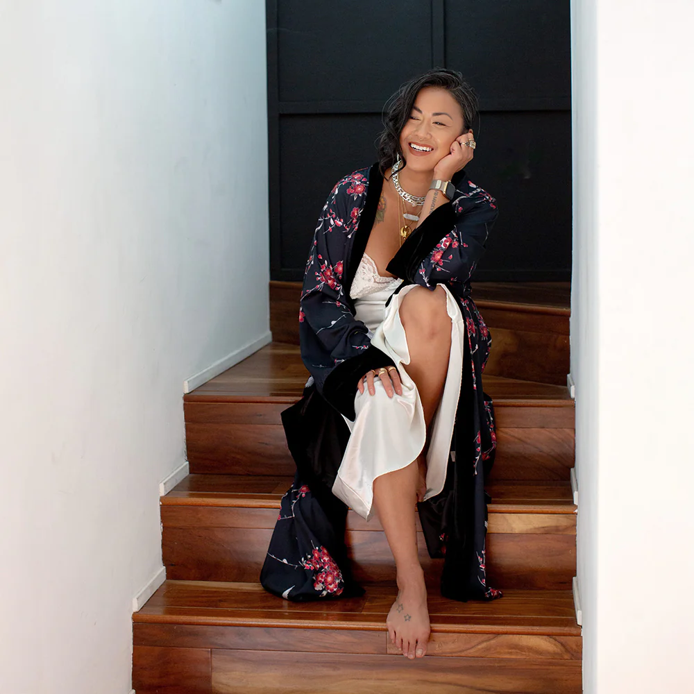 Cherry Blossom & Crane Long Kimono Wrap