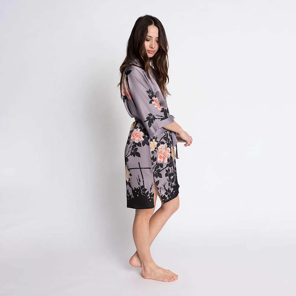 Blush Rose Short Kimono Robe 3 Blush Rose Short Kimono Robe