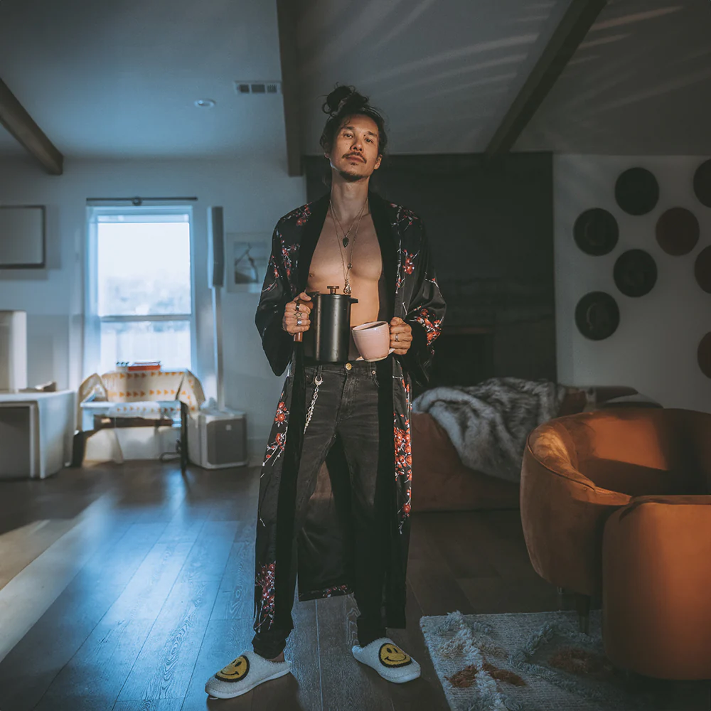 Cherry Blossom & Crane Long Kimono Wrap